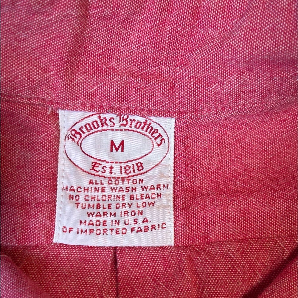Brooks Brothers Red Button Down Shirt Mens Medium Cotton USA Classic - Picture 8 of 8